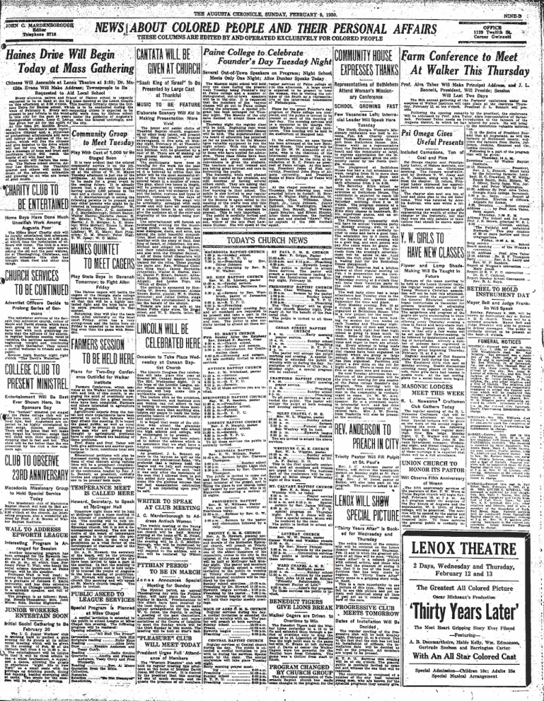 A page from The Augusta Chronicle on Sunday, February 9, 1980.