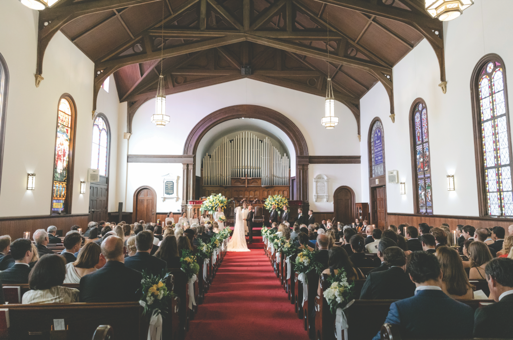 The wedding of Catherine and Jason at First Christian Church of Augusta.
